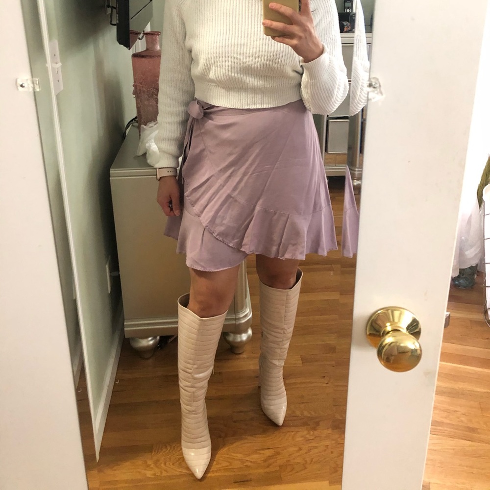 Off white knee high boots